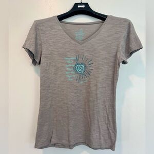 Women's Gray V-Neck Tee - “Strong Women”